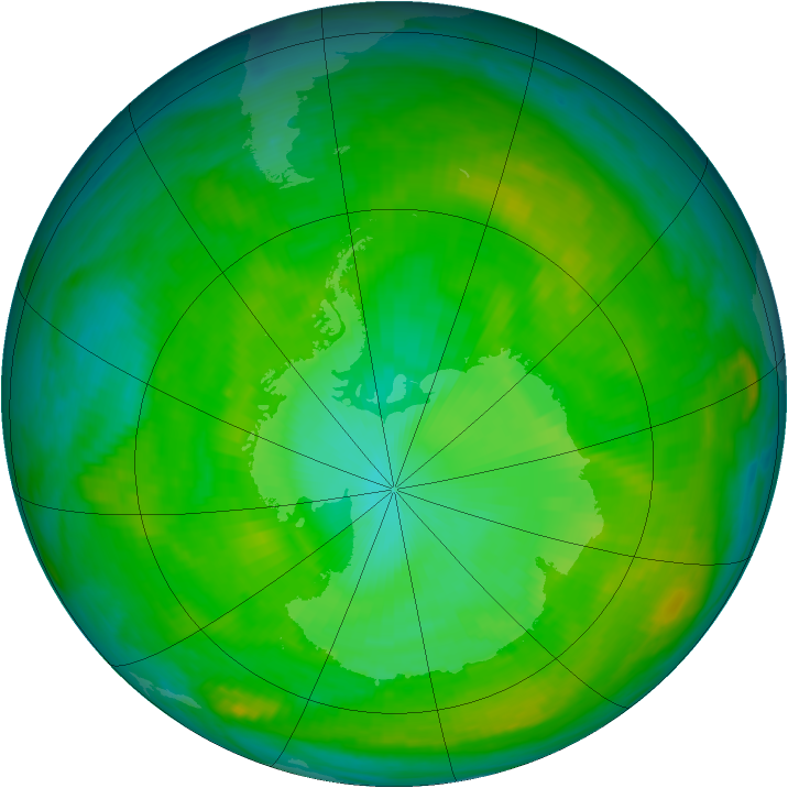 Antarctic ozone map for 04 January 1981